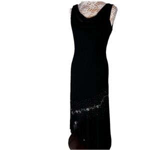 Vtg Stenay Maxi Dress Asymmetrical Ruffle Fairy Bias Beaded 10 Y2K Whimsygoth‎